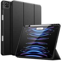【在庫処分】12.9インチ ケース Pro 第6/5世代、2022/2021モデル Pencilホルダー付き iPad 第2世代Pencil充電対応 ソフトTPUバック スリム保護カバー JETech オートウェイクアップ/スリープ機能付き (ブラック)