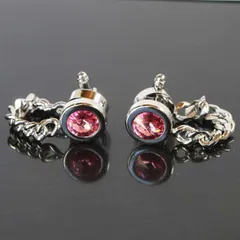 鎌倉カフス工房　チェーン付ローズスワロフスキーカフスボタン（カフリンクス）
