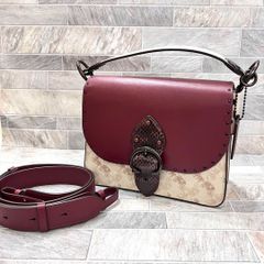 美品★ COACH BEAT コーチ ビート 4593 ショルダーバッグ ハンドバッグ 2way パイソン レザー 馬車 レッド系