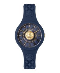 [무료 배송] 베르사스 베르사치 여성 시계 액세서리 Women's 3 Hand Quartz Fire Island Blue Silicone Watch 39mm Blue