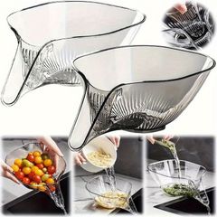 高品質 多機能キッチンドレインバスケット 野菜 パスタ フルーツ サラダ用プラスチックストレーナー ファンネル付き BBQ アウトドア料理に最適