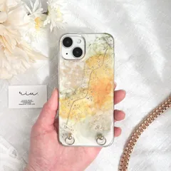 ミモザ　イエロー　ニュアンスiPhoneケース　スマホケース　Android　全機種対応　スマホストラップ　ハードケース　アルコールインクアート　ハンドメイド　iPhone17 iPhone17Pro iPhone17Air iPhone17ProMax