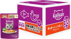 カルカン パウチ パテ 1歳から 60g×36袋 着色料・発色剤 無添加 お魚・お肉ミックス まぐろ・かつお・ささみ入り　総合栄養食