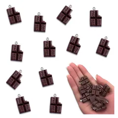 チャーム チョコ お菓子 食べかけの板チョコ 28ｍｍ 12個 チョコレート 食品サンプル カン付き アクセサリー キーホルダー パーツ アクセサリー ハンドメイド 手芸 パーツ BD4131