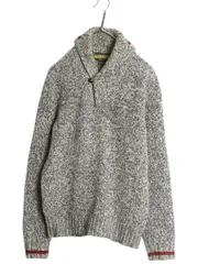 【お得なクーポン配布中!】 ラグビー ラルフローレン ショールカラー ウール ニット セーター メンズ M 古着 ポロ プルオーバー 無地 ゴマ塩 ポニー無し ミドルゲージ