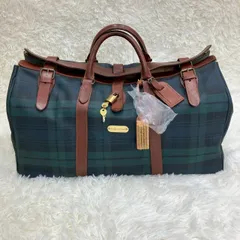 ポロラルフローレン ボストンバッグ 大容量 ブラックウォッチ チェック柄 グリーン ★お値段交渉を受け付けます。