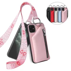 iphone12pro　リング付き　ポーチ　小銭入れ　ミニ財布　ストラップ付き　ピンク