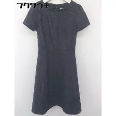 ◇ NATURAL BEAUTY スタンドカラー ウール 半袖 膝丈 フレア ワンピース サイズ 34 ダークグレー レディース  【中古】 【1110220017487】