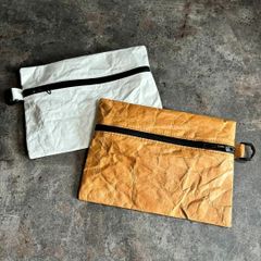 ポーチ　小物入れ　タイベック　軽量　2枚セット　ホワイト＆茶色