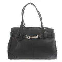 【COACH】黒のトートバッグ タッセル付き 美品☆COACH コーチ レザートートバッグ タッセル 白ステッチ 黒