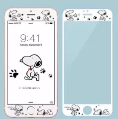 iPhone 6/7/8/SE2/plus強化ガラス 保護フィルム 白スヌーピー