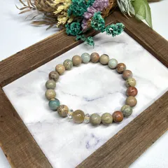 ルチルクォーツ&インプレッションストーン ブレスレット パワーストーン   / メンズ レディース 男性 女性 金運 仕事運 お守り ▲