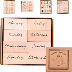 fogman 数字スタンプ 木製スタンプ かわいい おしゃれ 曜日 月 大きい 小さい セット フルスペル