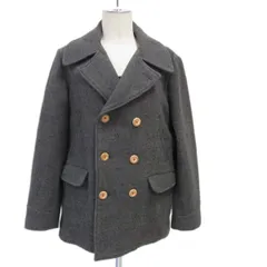 美品◇45rpm ウール Pコート ダークグレー 裏チェック柄 フォーティーファイブアールピーエム スタジオ レディース  ダークグレー