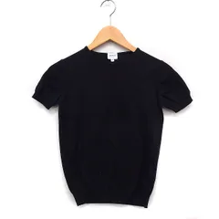 アルマーニ コレツィオーニ ARMANI COLLEZIONI 国内正規品 パフスリーブ ニット セーター 丸首 無地 コットン 綿 40 ブラック 黒 /FT37のサムネイル
