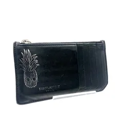 ■超希少入手困難■SAINT LAURENT PARIS サンローランパリ　パイナップルスカル　フラグメントケース　カードケース　コインケース  ミニウォレット　レザー　本革　イタリア製　ブラック　メンズ