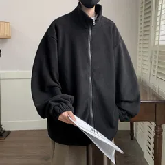 ジャケット フリース 無地 トップス メンズ アウター ジップアップ 秋 冬 立襟 長袖 おしゃれ シンプル メンズファッション 通勤 通学 冬服 カジュアルqyfs407