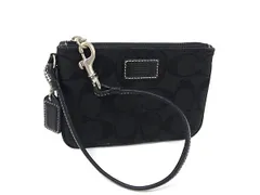 ■美品■ COACH コーチ シグネチャー キャンバス ポーチ マルチケース 小物入れ レディース メンズ ブラック系 DJ1701