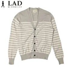 LAD BY DEMYLEE グレー ボーダー コットン カーディガン