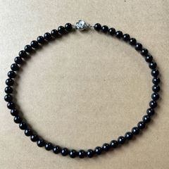 □ 天然石ジェット 黒玉 ネックレス 冠婚葬祭 10mm silver - メルカリ