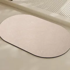 DIHACOZ【最新型】珪藻土 バスマット 【高吸水力&快速乾燥】 柔軟 お風呂マット 足拭き吸水 抗菌 滑り止め 収納簡単 洗浄可能 バスルーム 脱衣所 洗面所 吸水マット（40*60楕円形, キャメル）