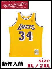 Mitchell&Ness／ミッチェルアンドネス  シャキール・オニール レイカーズ ホーム スイングマンジャージ NBA ストリートファッション ユニセックス バスケ イエロー XL 2XL 夏 新作入荷 少量入荷 送料無料 SMJYGS18177