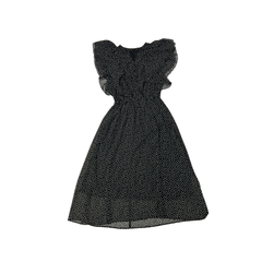 （美品）ANAYI（アナイ）　ミニドットシフォンラッフルワンピース　ブラック　36