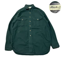 EddieBauer エディーバウアー FlannelShirt フランネルシャツ ネルシャツ LongSleeveShirt 長袖シャツ 90s 白タグ Chamois シャモアクロス Cotton コットン Green グリーン 緑 L