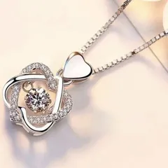 ダブルハート ダンシングストーン CZダイヤモンド シルバー　プラチナ　ベネチア