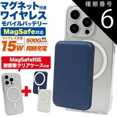 種類6:[6]iPhone 15/ネイビー 送料無料 iPhoneシリーズ MagSafe対応 クリアケース モバイルバッテリーセット 5000mAh アイフォン アイホン ワイヤレス充電 マグセーフ 充電器 耐衝撃ケース 操作しながら充電できる15w 急速充