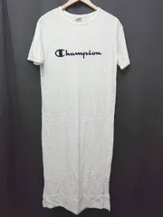 ◇ Θ Champion チャンピオン コットン100%　ロゴ 半袖 ロング丈 ワンピース サイズM ホワイト レディース P  【1409090034978】