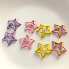パッチンピン スリーピン ヘアピン 星 スター 4色×2ペア 8個セット