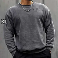 [XL]メンズ ファッション 服 男性用 オシャレ シンプル 大人 かっこいい 大きいサイズ ストリート 紳士服 筋トレ スポーツ 長袖 スウェットシャツ フリース ラウンドネック フィットネストレーニング プルオーバー