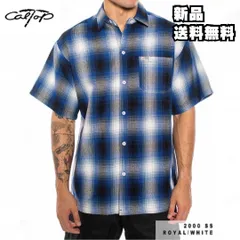 【CALTOP半袖チェックシャツ】キャルトップ オンブレチェック オーバーサイズ アメカジ ストリート インポート 並行輸入 新品未使用 正規品 メンズ レディース ユニセックス ART-2000 D柄 ROYAL×WHITE 