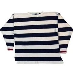 90s OLD GAP BOARDER COTTON KNIT S オールドギャップ 白 紺 ボーダー コットン ニット インド綿 古着