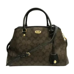 COACH コーチ シグネチャー ミニ マーゴット キャリーオール ハンドバッグ レディース 2way ショルダー 斜め掛け ブラウン/ブラック F34605 中古 T1
