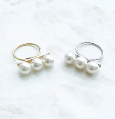 再販×3 ★大人気★再販 3連パール リング 指輪 ゴージャス 可愛い 8mm