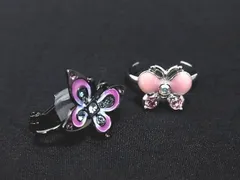 ■極美品～■  ANNASUI アナスイ 片耳のみ ラインストーン イヤリング リング 約3号 アクセサリー 2点セット まとめ売り DF5688