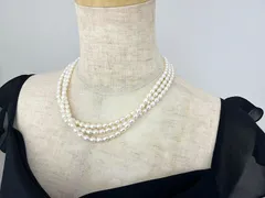 【 未使用 美品　淡水パール　３連チョーカー ネックレス③】