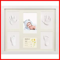 【在庫処分】iSiLER ベビーフレーム 手形 足形 フォトフレーム 置き掛け兼用 無毒で安全 赤ちゃん 出産祝い 内祝い ベビー記念品 ホワイト 33.3 x 28.2 x 2.4 cm