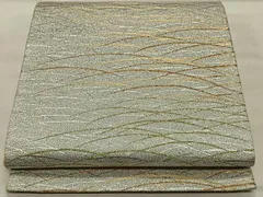 平和屋着物◎六通柄袋帯　芝草文　金銀糸　正絹　逸品　CAAX3472qv