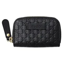 グッチ GUCCI 財布 レディース メンズ ブランド コインケース マイクロGG シマ レザー ブラック 449896 黒 小銭入れ ラウンドファスナー 小さめ おしゃれ 【中古】