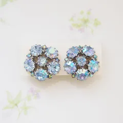 KRAMER　シルバートーン　ブルーオーロララインストーン　イヤリング