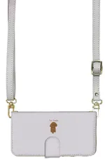 iPhone15plus ケース 手帳型 iPhone15 プラス スマホケース スマホショルダー レザー ストラップ トイプードル プードル かわいい ワンポイント 調節可能 130cm  カラー03