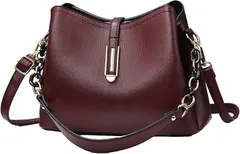 ReiLuana バッグ レディース かばん ショルダー 肩かけ ２WAY ハンドバッグ 斜めがけ PUレザー人気 可愛い お洒落 ミニ 鞄 シンプル 肩掛け カバン コンパクト bag 軽量 カジュアル 防水 大人 通勤 通学(ワインレッド)