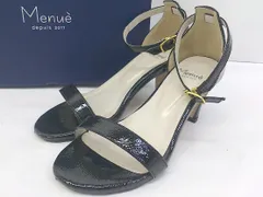 ◇ ◎ menue メヌエ アンクルストラップ ヒール サンダル サイズS ブラック レディース E  【1304120001824】