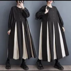 【新品】モード系大きいサイズ　レディースゆったり　シャツロングワンピース　長袖