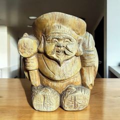 木彫り 大黒天 七福神 木製 大黒様 開運 縁起物 彫刻 仏像 古美術 インテリア 置物 オブジェ 骨董品 アンティーク