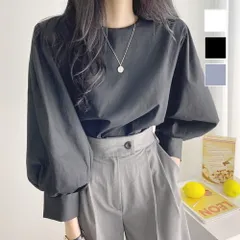 パフスリーブシャツブラウス レディース 10代 20代 30代 韓国ファッション カジュアル トップス シャツ 長袖 無地 春 おしゃれ オフィス
