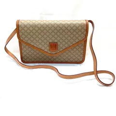 セリーヌ（CELINE）マカダム柄PVC2WAYクラッチ＆ショルダーバッグ　ブラウンベージュ　DM91　ショルダー取り外し可　オールドセリーヌ【中古】KB-9838